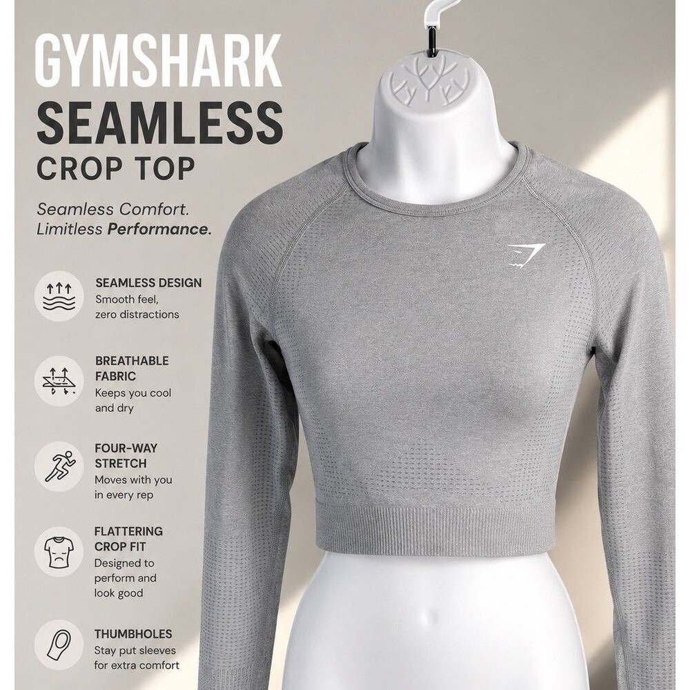 gymshark vital seamless long sleeve crop top Gray Size Medium